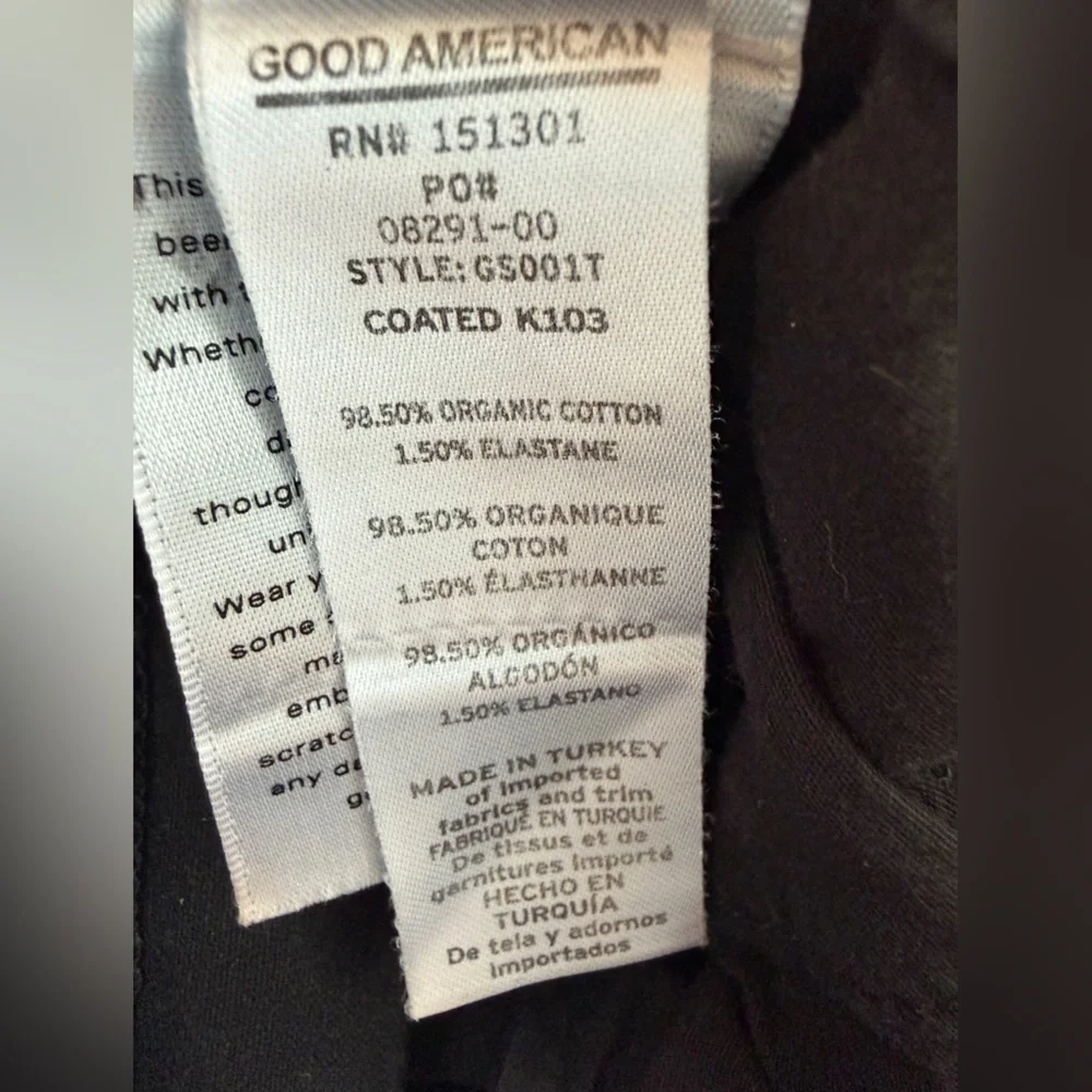 Good American Good Straight Coated Black Jeans Size 12 (Waist 31) (leather look) - Picture 12 of 14
